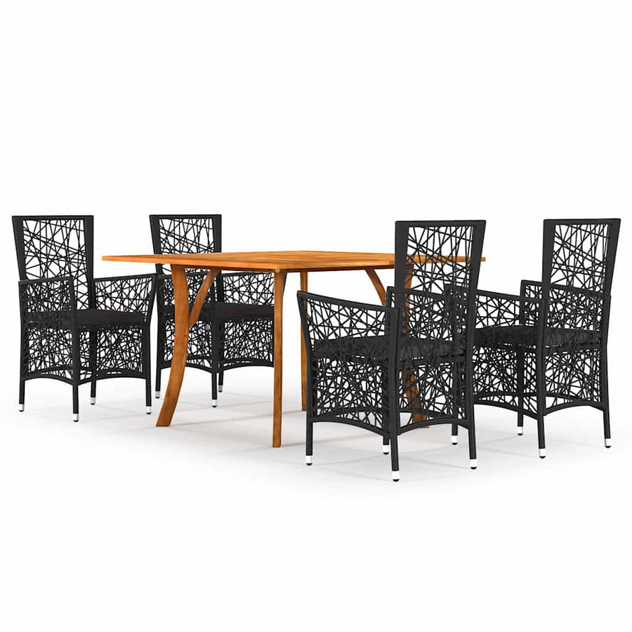 5 Piece Garden Dining Set Black
