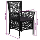 5 Piece Garden Dining Set Black