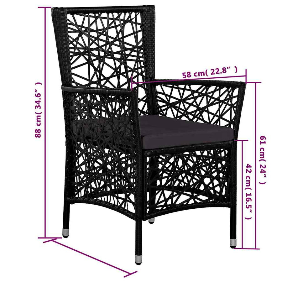 5 Piece Garden Dining Set Black