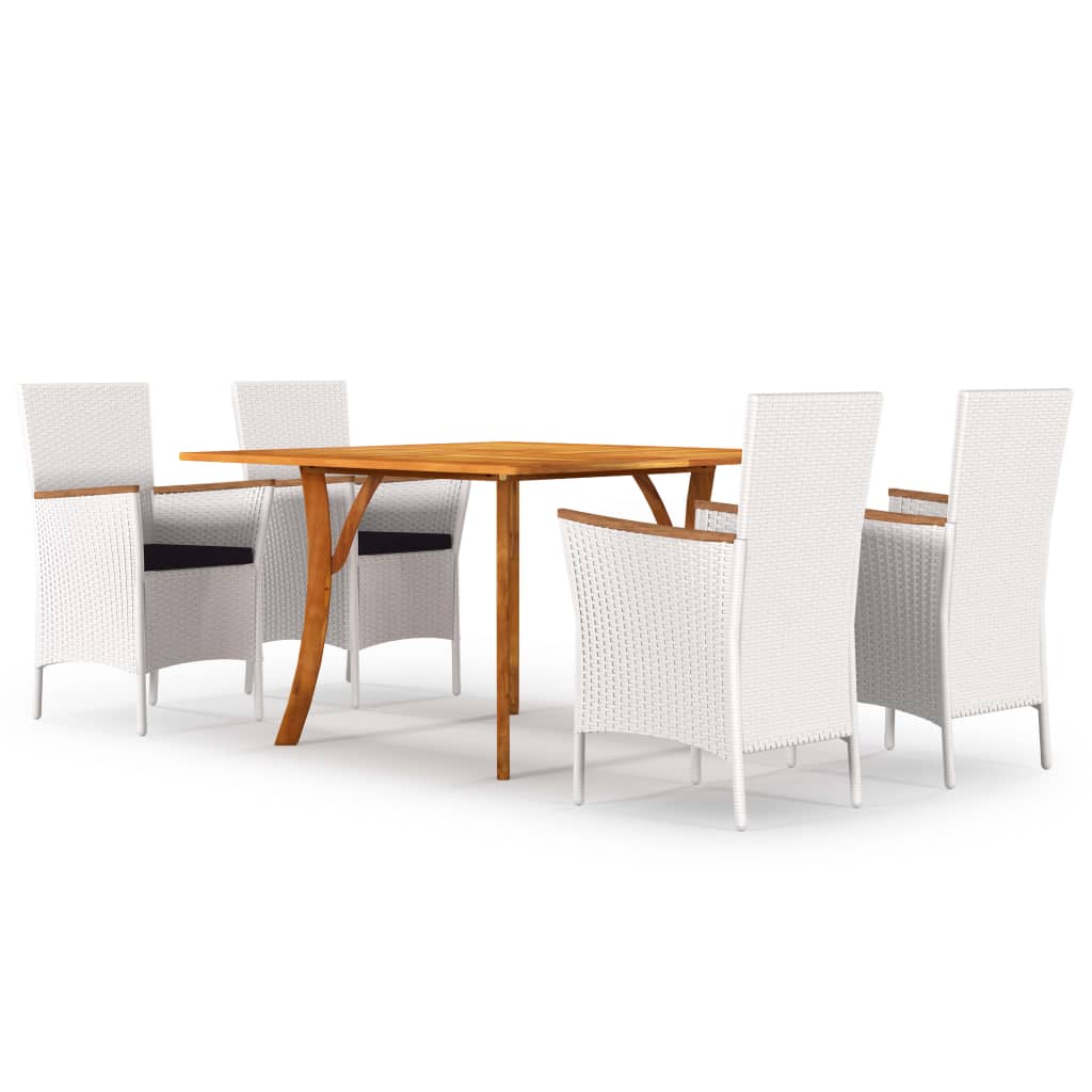 5 Piece Garden Dining Set White