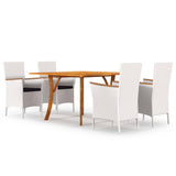 5 Piece Garden Dining Set White