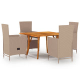 5 Piece Garden Dining Set Beige