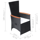 5 Piece Garden Dining Set Black - Extra Image