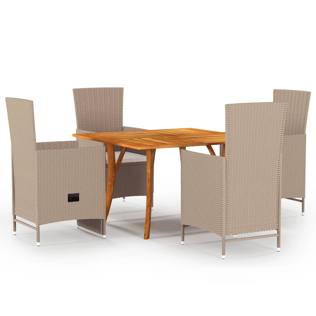 5 Piece Garden Dining Set Beige
