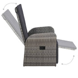 5 Piece Garden Dining Set Grey - Close-Up Angle