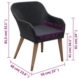 5 Piece Garden Dining Set Black - Extra Image