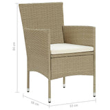 5 Piece Garden Dining Set Beige - Low Angle