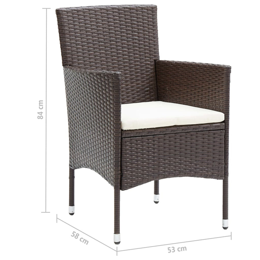 5 Piece Garden Dining Set Brown