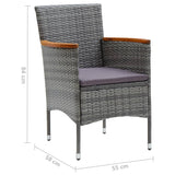 5 Piece Garden Dining Set Grey - Low Angle