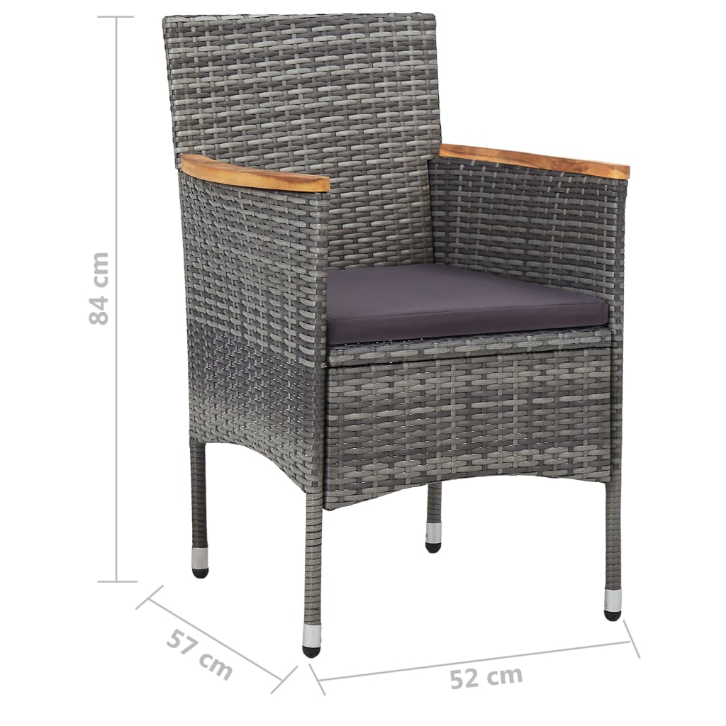 5 Piece Garden Dining Set Grey
