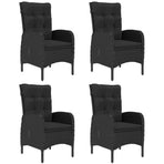 5 Piece Garden Dining Set Black