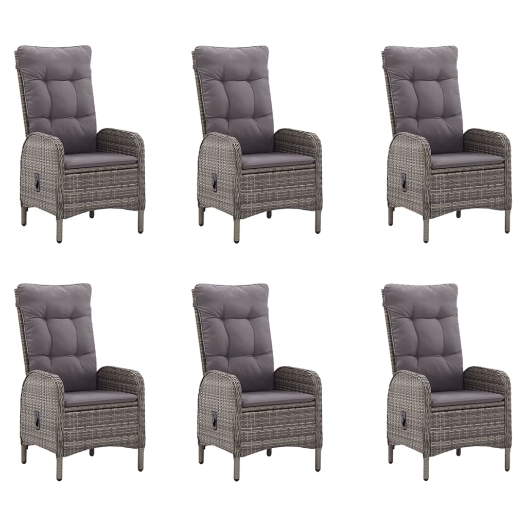 7 Piece Garden Dining Set Grey