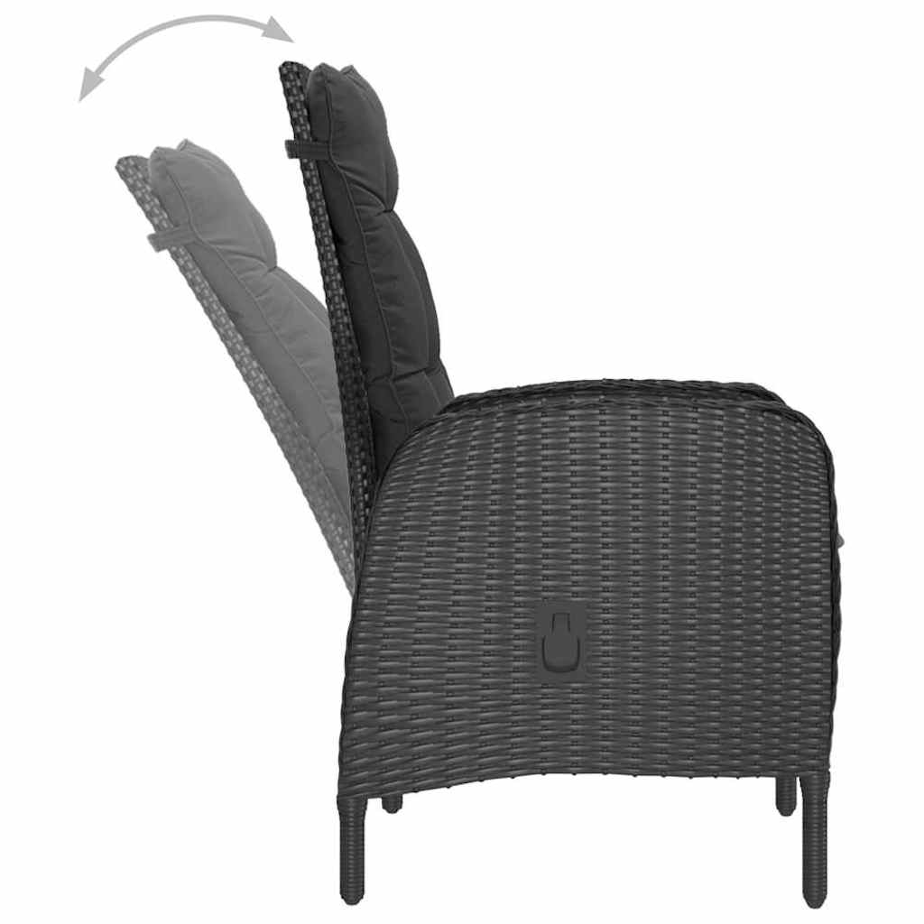7 Piece Garden Dining Set Black