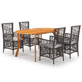 5 Piece Garden Dining Set Brown