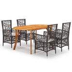 5 Piece Garden Dining Set Brown