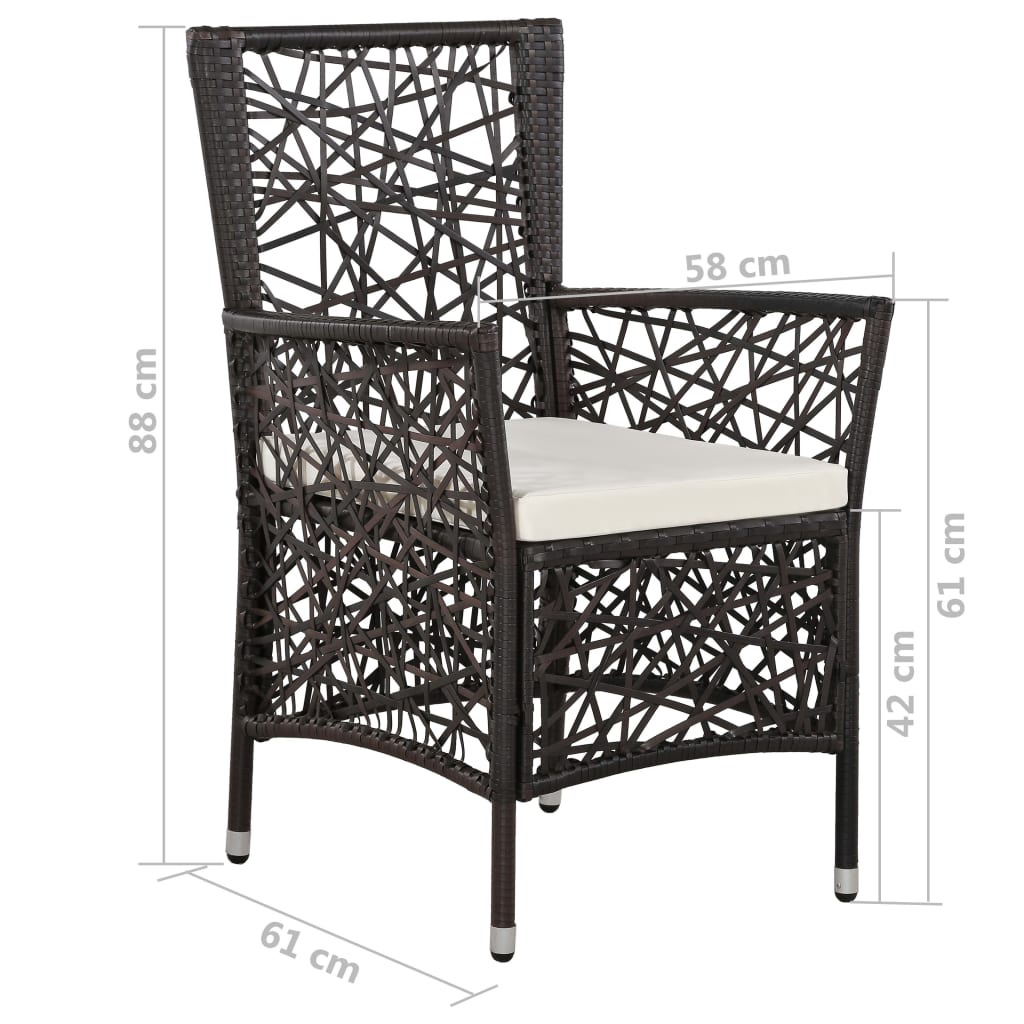 5 Piece Garden Dining Set Brown