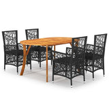 5 Piece Garden Dining Set Black