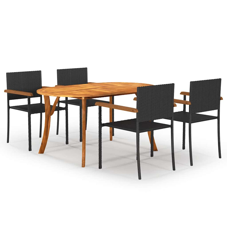 5 Piece Garden Dining Set Black