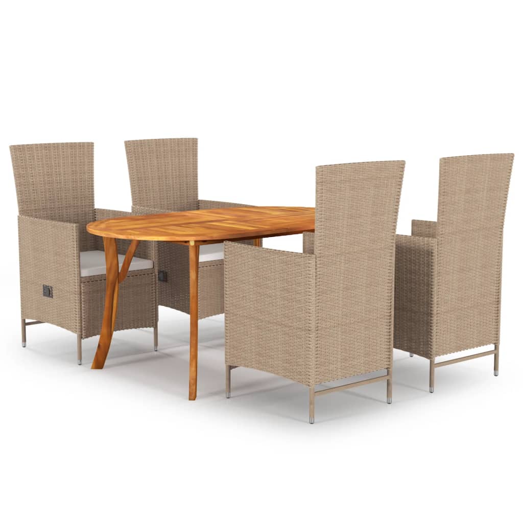 5 Piece Garden Dining Set Beige