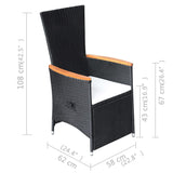 5 Piece Garden Dining Set Black - Extra Image