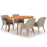 5 Piece Garden Dining Set Brown