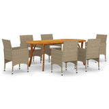 7 Piece Garden Dining Set Beige