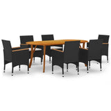 7 Piece Garden Dining Set Black
