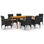 7 Piece Garden Dining Set Black