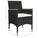 7 Piece Garden Dining Set Black