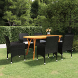 7 Piece Garden Dining Set Black