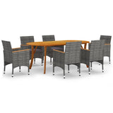 7 Piece Garden Dining Set Grey - Front View