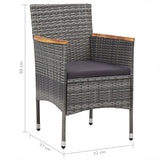 7 Piece Garden Dining Set Grey