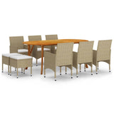 9 Piece Garden Dining Set Beige