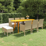 9 Piece Garden Dining Set Beige