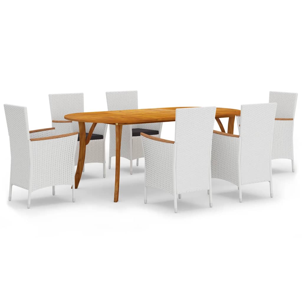 7 Piece Garden Dining Set White