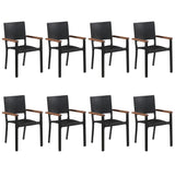 9 Piece Garden Dining Set Black