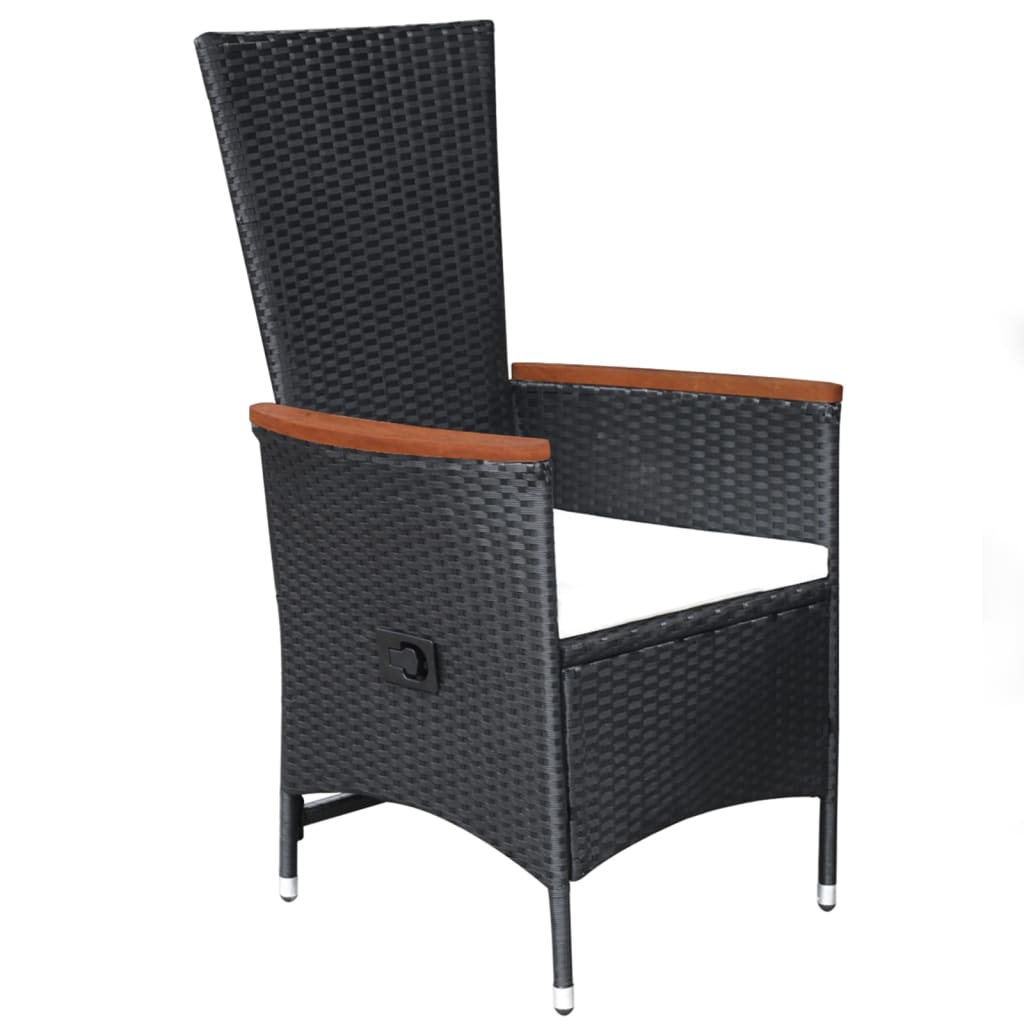 7 Piece Garden Dining Set Black