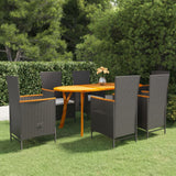 7 Piece Garden Dining Set Black