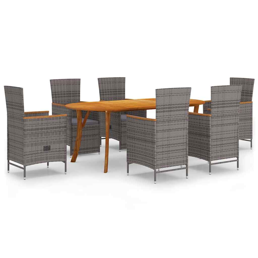 7 Piece Garden Dining Set Grey
