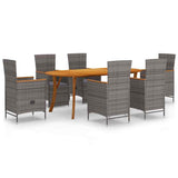 7 Piece Garden Dining Set Grey