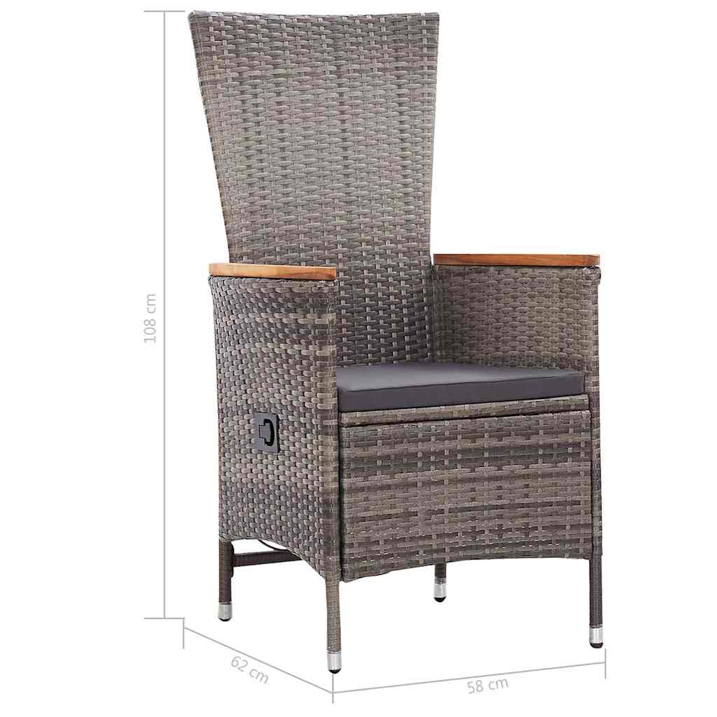 7 Piece Garden Dining Set Grey