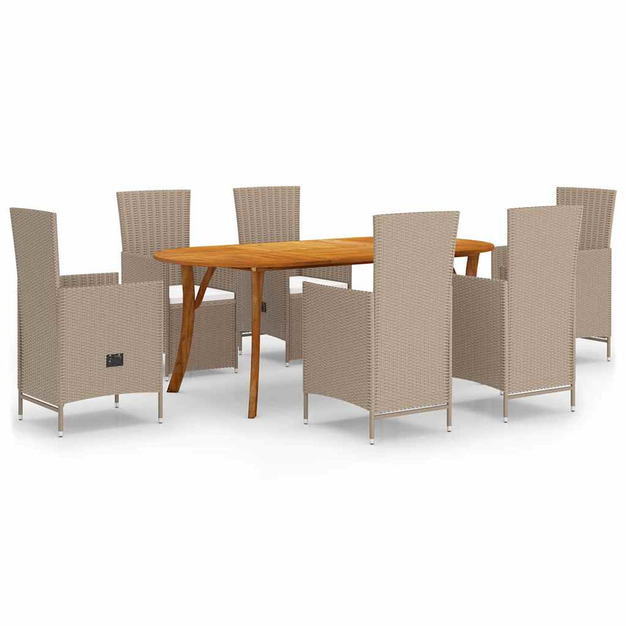 7 Piece Garden Dining Set Beige