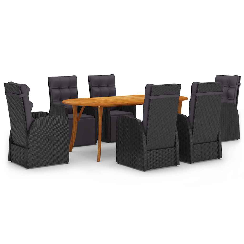 7 Piece Garden Dining Set Black