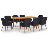 9 Piece Garden Dining Set Black
