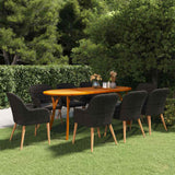 9 Piece Garden Dining Set Black
