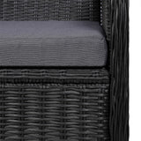 7 Piece Garden Dining Set Black