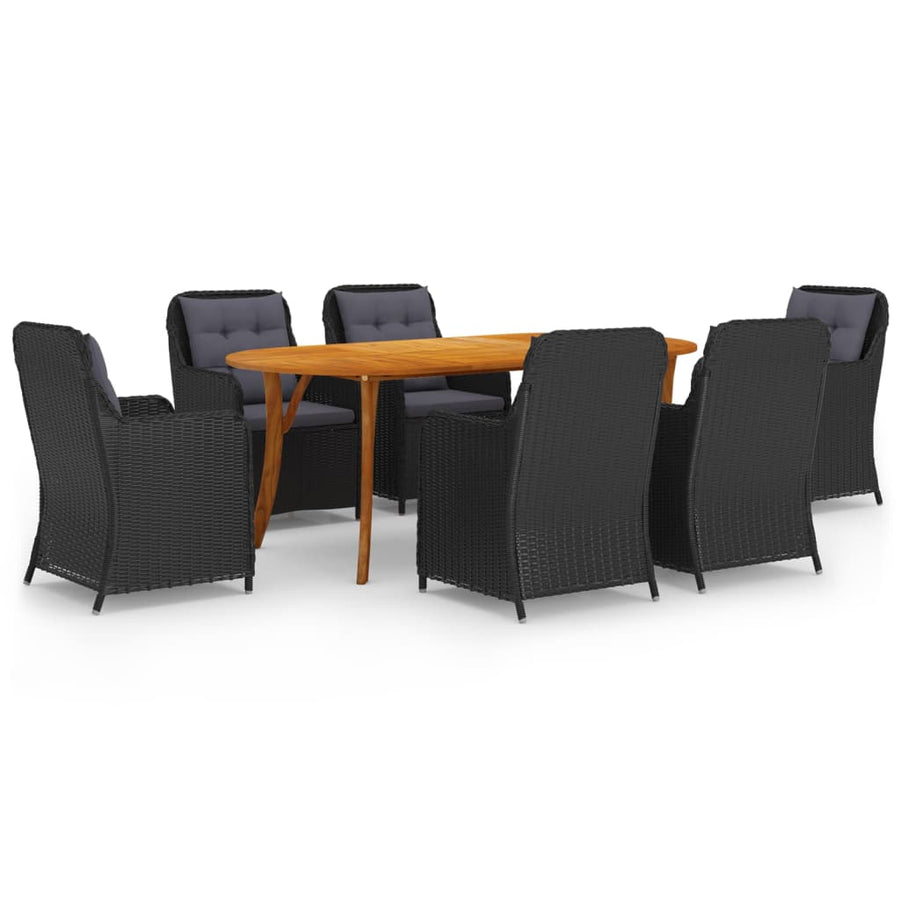 7 Piece Garden Dining Set Black