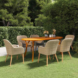 7 Piece Garden Dining Set Brown