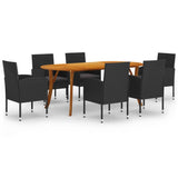 7 Piece Garden Dining Set Black