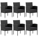 7 Piece Garden Dining Set Black